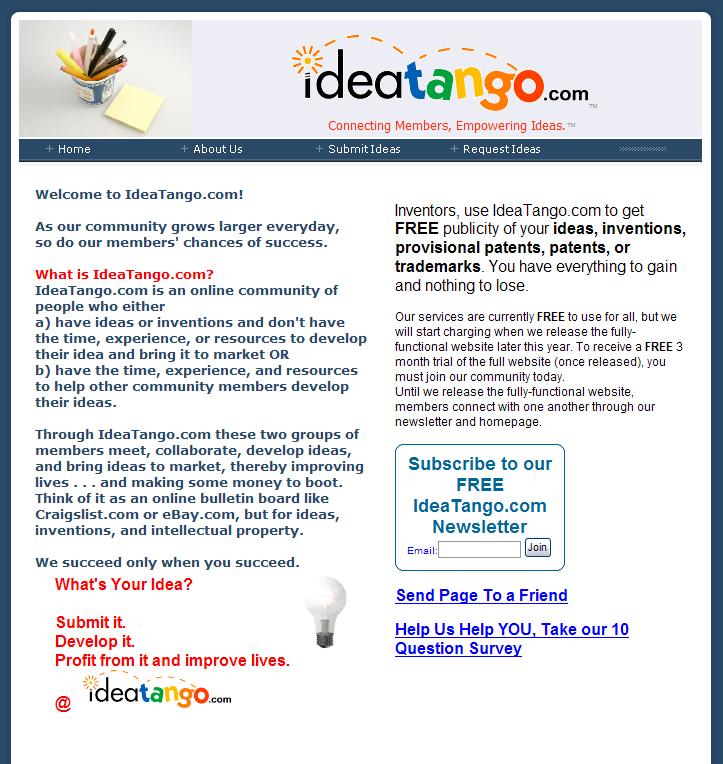 Online community for people with ideas for new inventions.